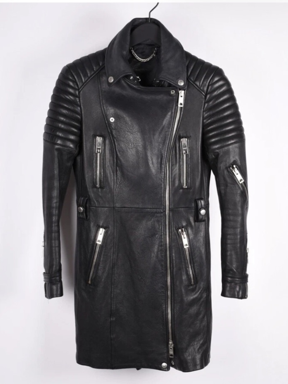 Burberry Prorsum Runway Women Biker Style Leather Jacket Coat Black Size 42